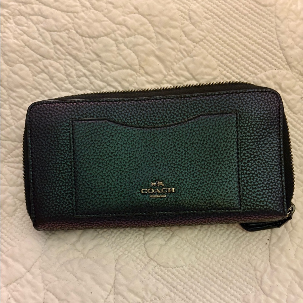Coach Hologram Iridescent Accordion Leather Wallet Style F23496